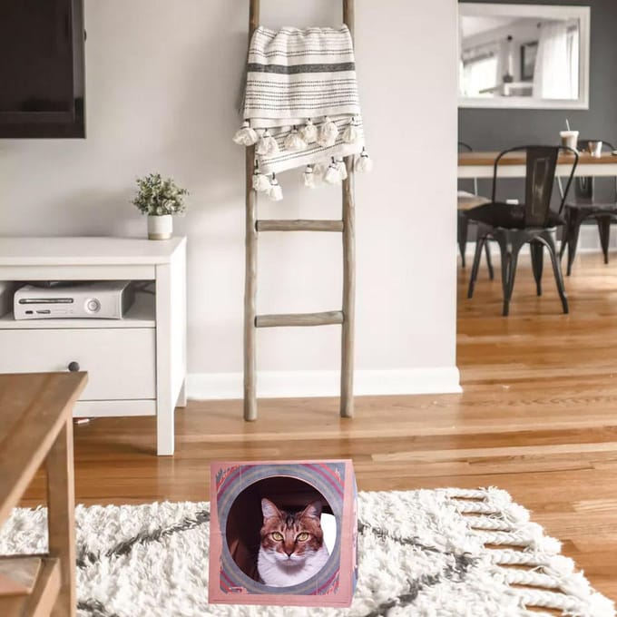 Opvouwbare Kraft Papieren Katten Tunnel Speeltjes Verbergen Sluipen Kijken Interactieve Katten Speeltjes beige