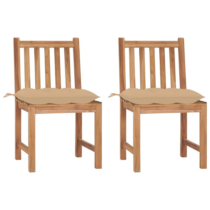 vidaXL - Tuinstoelen - 2 - st - met - kussens - massief - teakhout