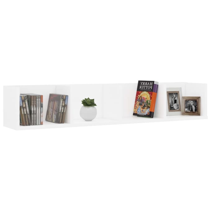 vidaXL - Cd-wandschap - 100x18x18 - cm - bewerkt - hout - wit
