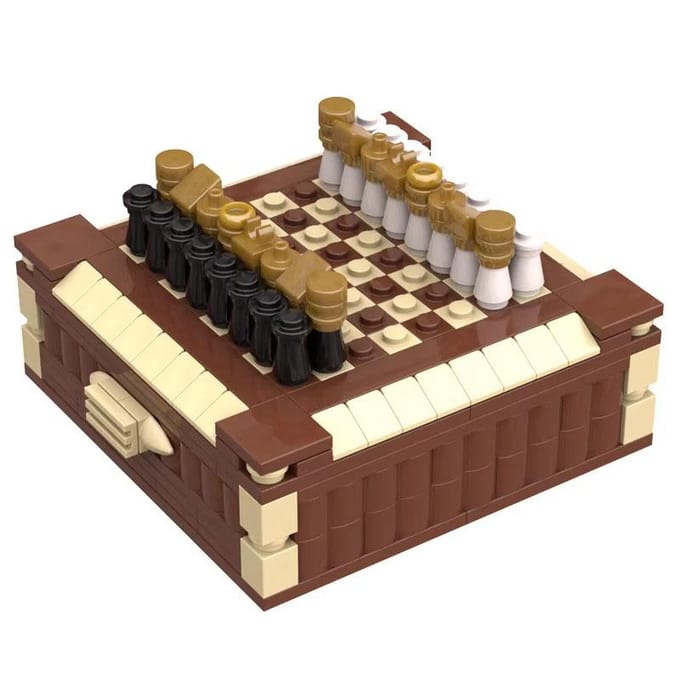 MOC Mini Schaak Opbergdoos met Schaakbord Assemblage Bouwstenen DIY Puzzel Speelgoed voor Kinderen Electronic drawings beige