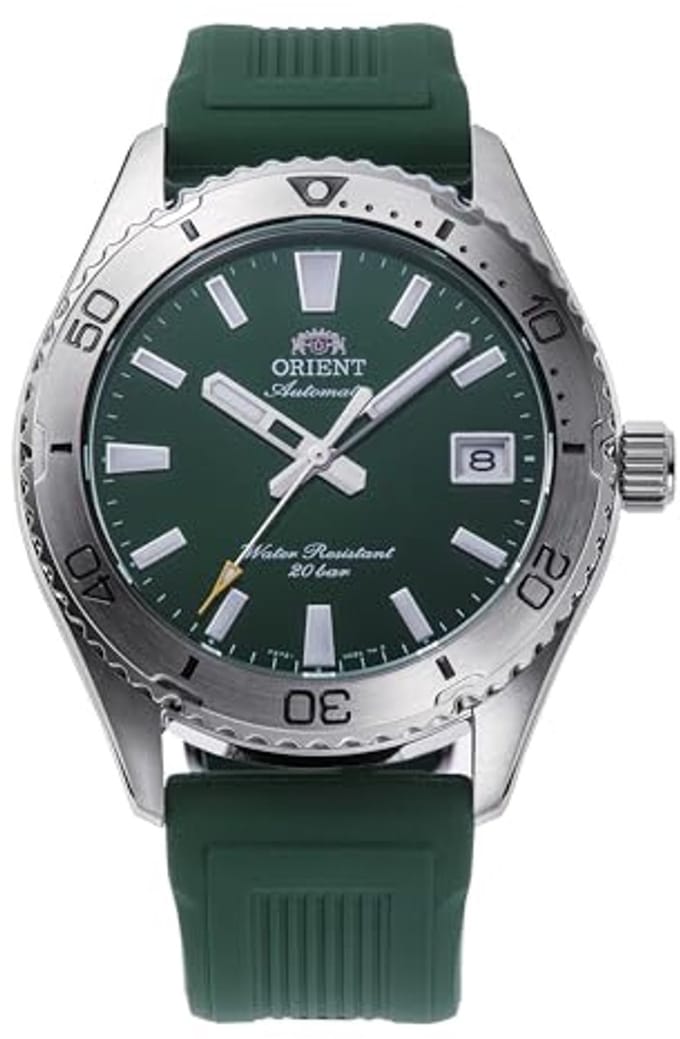 Automatisch herenhorloge met groene wijzerplaat en rubberen band