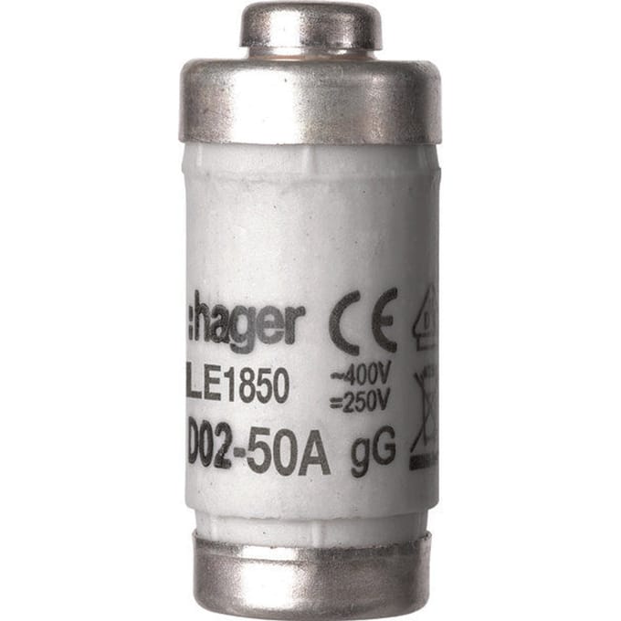 Hager D02 Smeltveiligheid 50A 400V Met Indicator - LE1850 [10 Stuks]