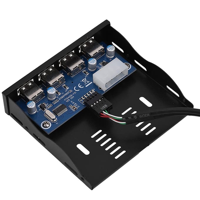 Panneau avant pour disquette USB 2.0, baie pour disquette 3,5 pouces, hub USB 2.0 9 broches vers 4 interfaces black