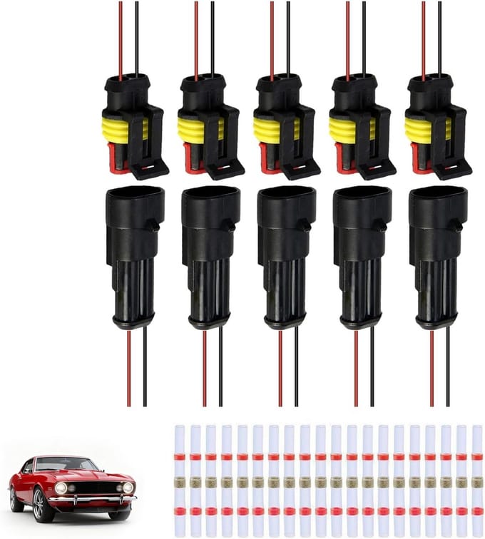 5 Stuks Waterdichte Elektrische Connectoren 2-Polig Zelfborgend voor Auto Motorfiets en Boot