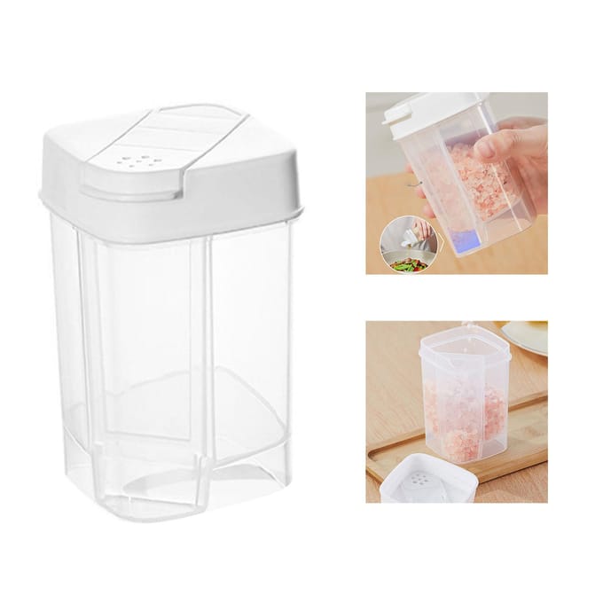 Kruiden Dispenser Pot Dubbel Open Deksel Japanse Stijl Plastic Luchtdicht Grote Deeltjes Kruidenpot white