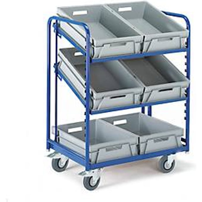 Euro-containerwagen met open frame en 6 bakken, 820 x 620 mm