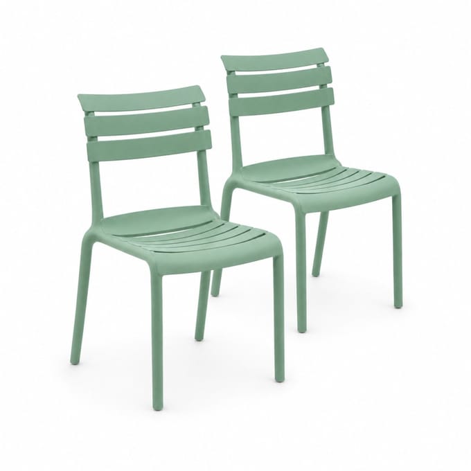 DS4U® - Liam tuinstoel - Set van 2 - Groen - Kunststof - Stapelbaar