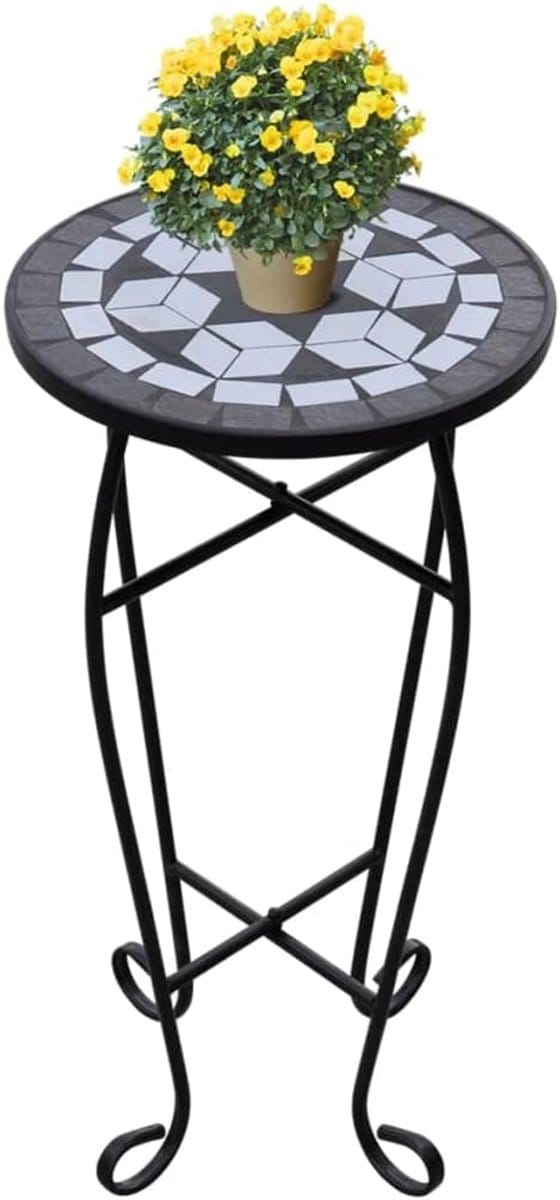 Mozaïek Tuintafel - Keramische bijzettafel - Buiten Zitten - Weerbestendig Frame - 30 cm Diameter - Multicolor