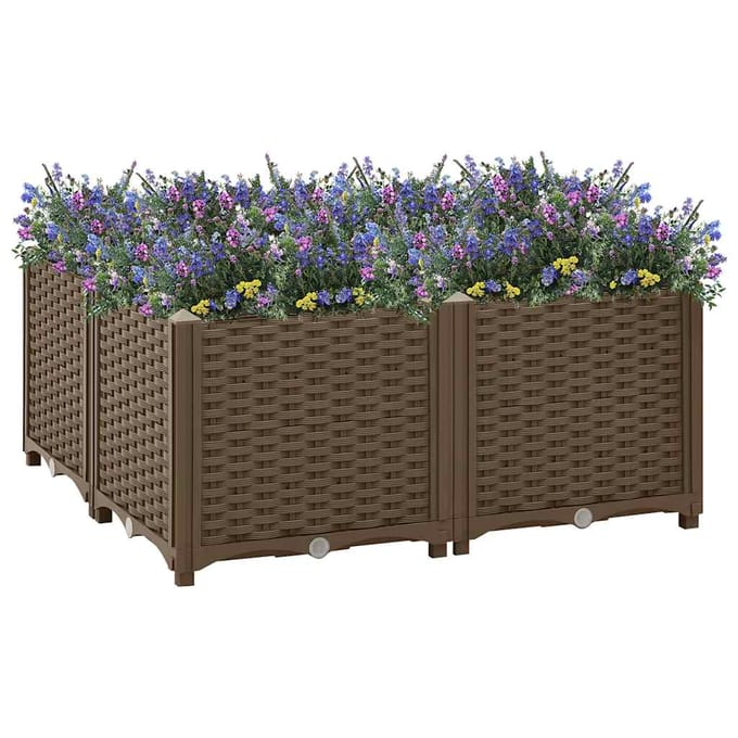 vidaXL - Plantenbak - verhoogd - 80x80x38 - cm - polypropyleen