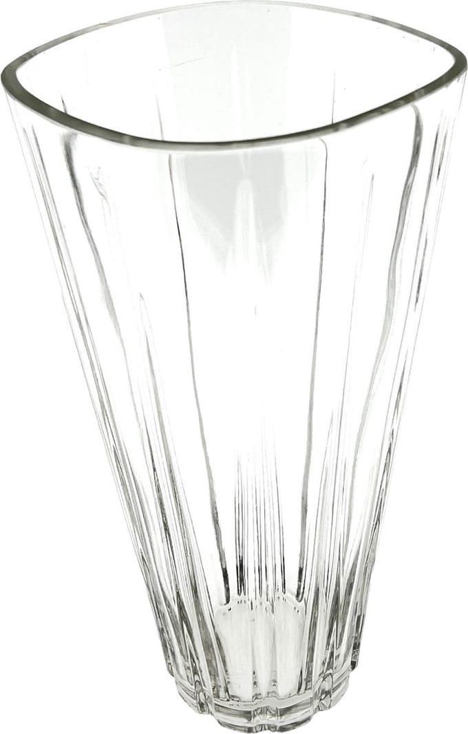 Bloemenvaas van helder glas afmeting 15 x 13 x 28 cm.