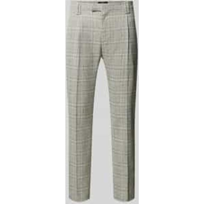 Slim fit bandplooibroek met linnen, model 'SAND'