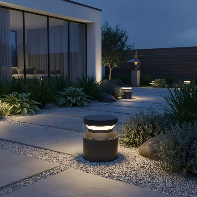 Ideal Lux LED sokkellamp Boeing, zwart, hoogte 15 cm