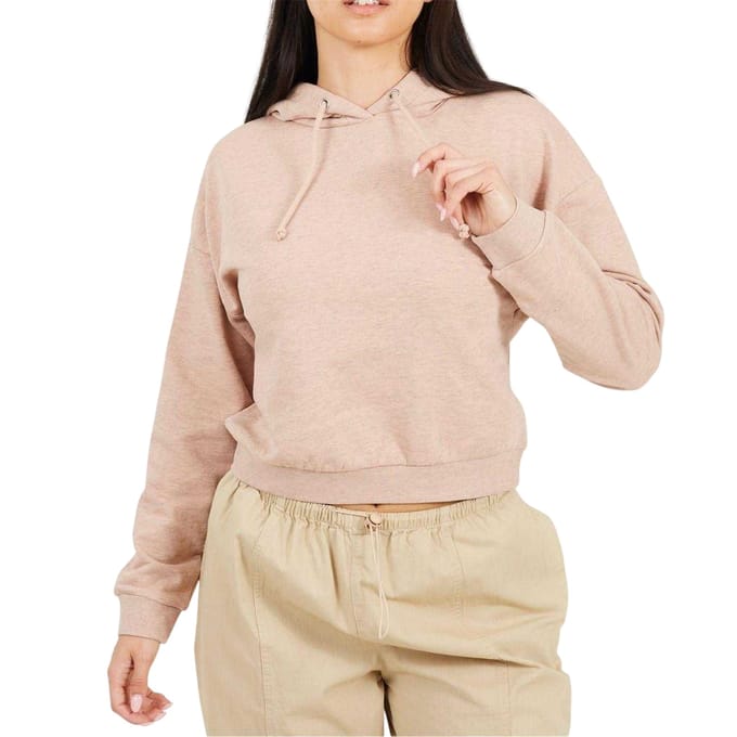 Brave Soul Dames/Dames Crop Hoodie (Taupe)