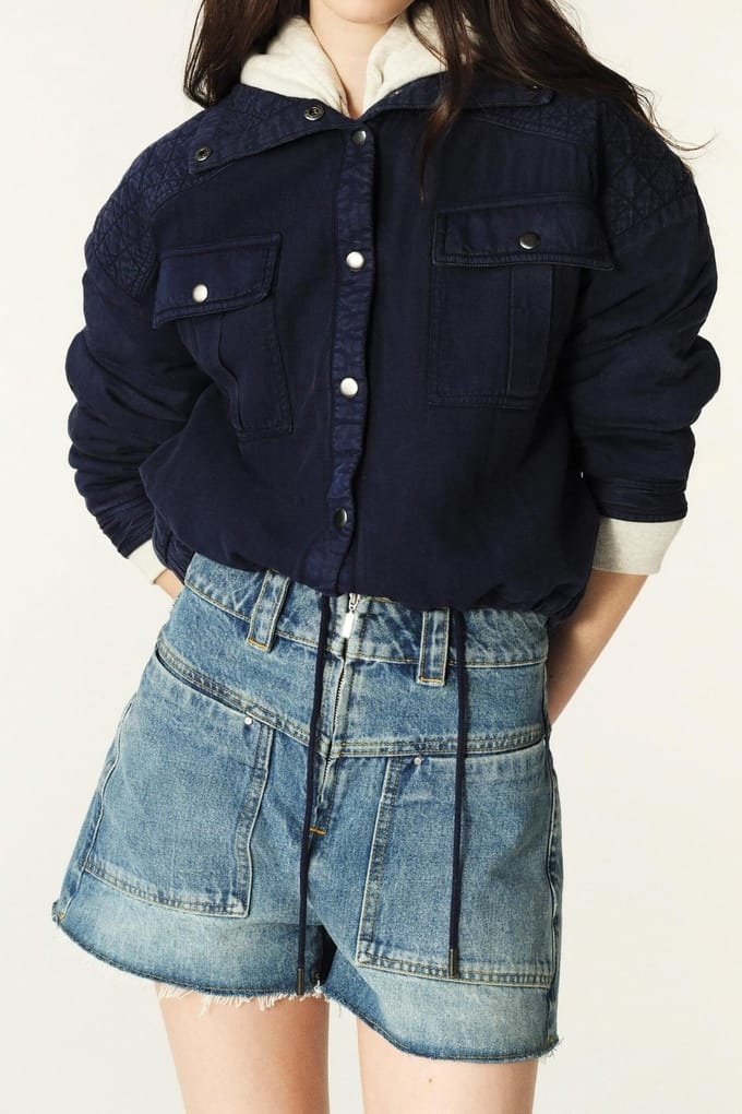 BA&SH Veste Static Bleunuit Maat: XS | Bomberjacks Outlet | Dames | Blauw