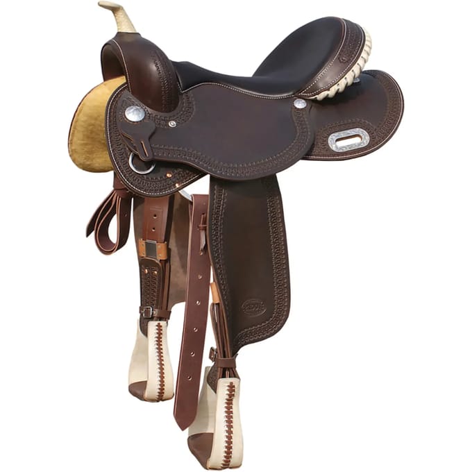 Houten barrelzadel voor paard van leer Pool's Rawhide