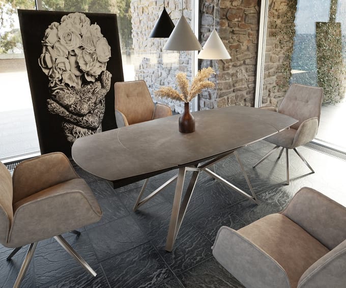Eettafel Carlow bruin keramiek 130/200x95x76cm uitschuifbaar