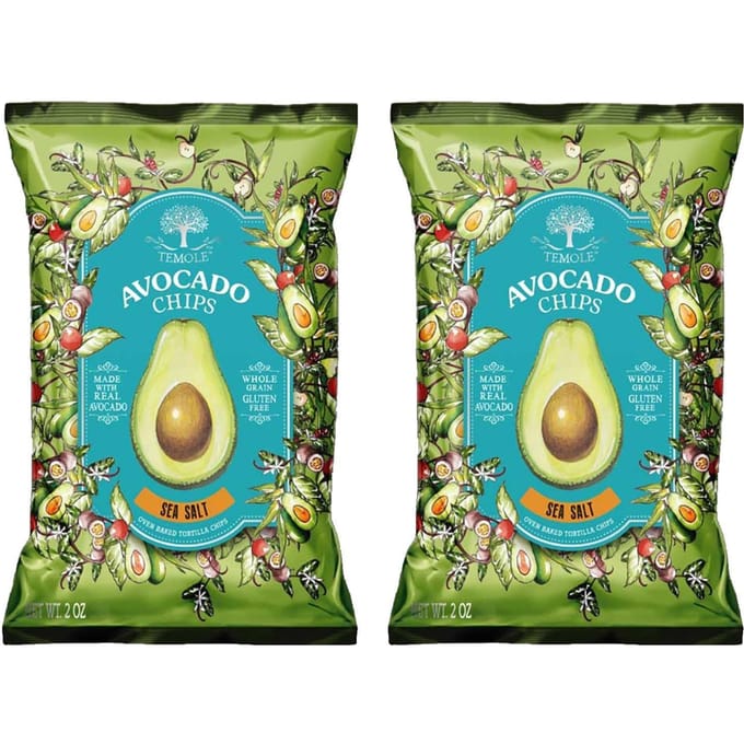 Temole Avocado Chips Zeezout Knapperige Gebakken Snack 80g (40g x 2 Pakken) blue
