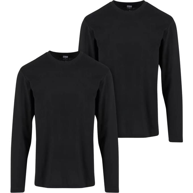 Urban Classics - Basic 2pack Longsleeve shirt - 5XL - Zwart/Zwart