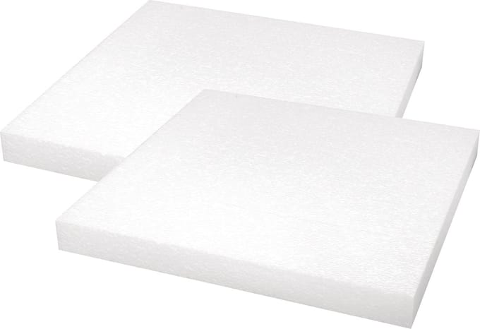 Rayher Knutsel piepschuim - 2x - plaat - vierkant - 40 x 40 x 4 cm - hobby materiaal