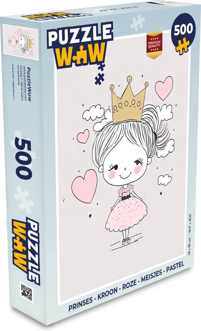 Puzzel Prinses - Kroon - Roze - Meisjes - Pastel - Legpuzzel - Puzzel 500 stukjes
