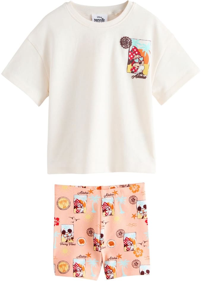 Next - Meisjes - Minnie Mouse Fietsbroekenset - Crème