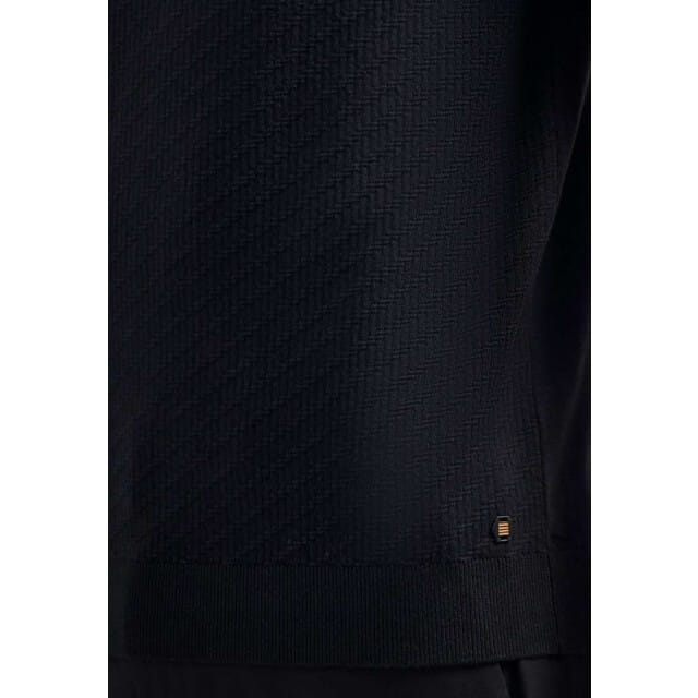 No Excess Pullover Short Sleeve Polo Zip Solid Jacquard Black Größe: L | Poloshirts Outlet | Herren | Schwarz