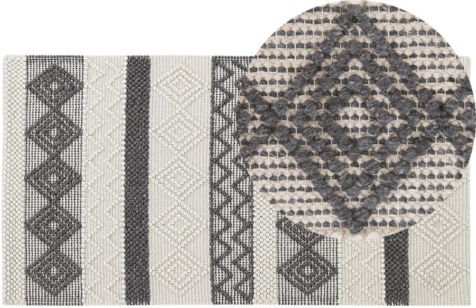 DAVUTLAR - Laagpolig vloerkleed - Grijs - 80 x 150 cm - Wol