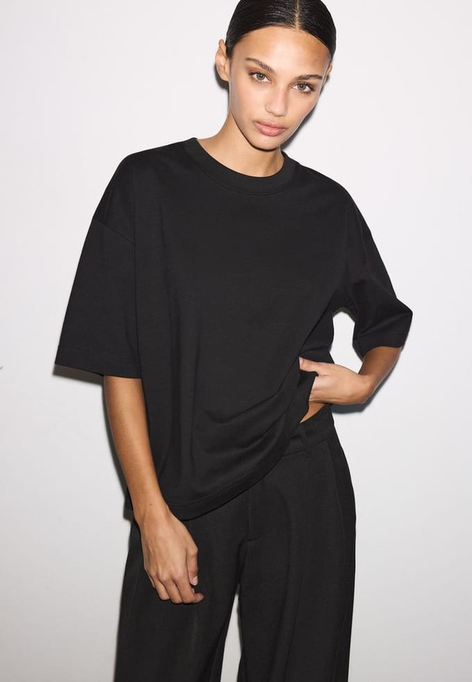 Stradivarius Oversized T-shirt met korte mouw  Zwart S