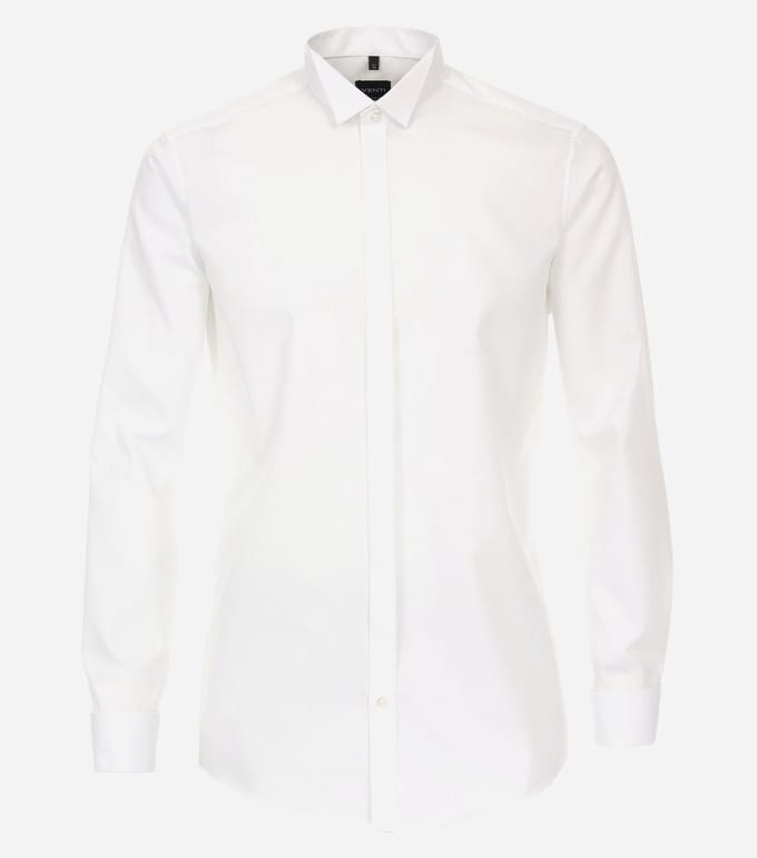 VENTI modern fit smoking overhemd - popeline - wit - Strijkvrij - Boordmaat: 42
