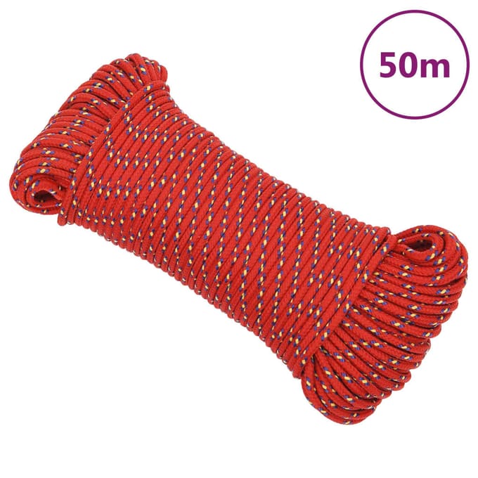 vidaXL - Boottouw - 5 - mm - 50 - m - polypropyleen - rood