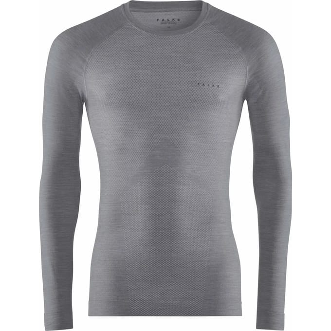 FALKE Wool-Tech Light Round Neck sneldrogend wol functioneel functioneel shirt met lange mouwen heren grijs - maat M