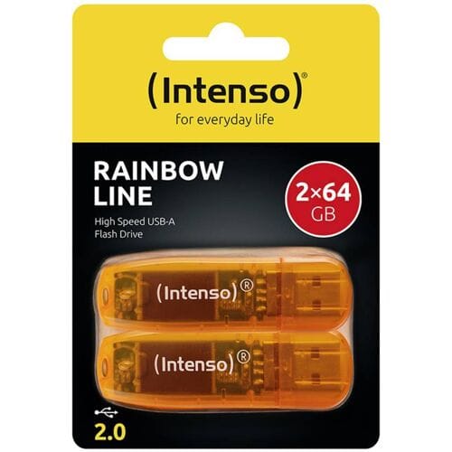 Intenso 64GB Rainbow Line double pack USB-stick Retail 64 GB Oranje 3502492 USB-A