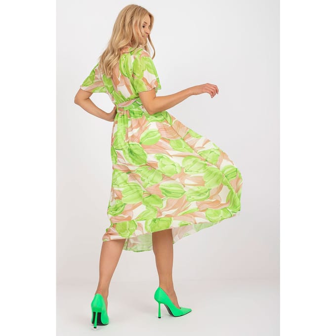 Tropical Fringe Wrap Dress - Light Green / One Size