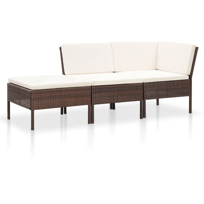 vidaXL - 8-delige - Loungeset - met - kussens - poly - rattan - bruin