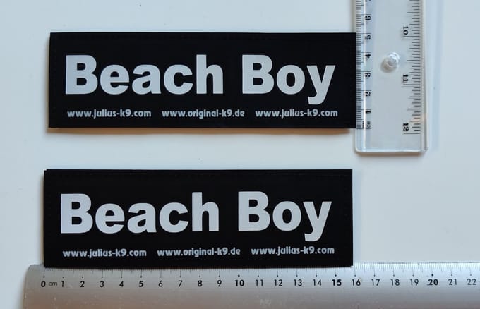 Set Labels voor Powerharness - Large tekst: BEACH BOY