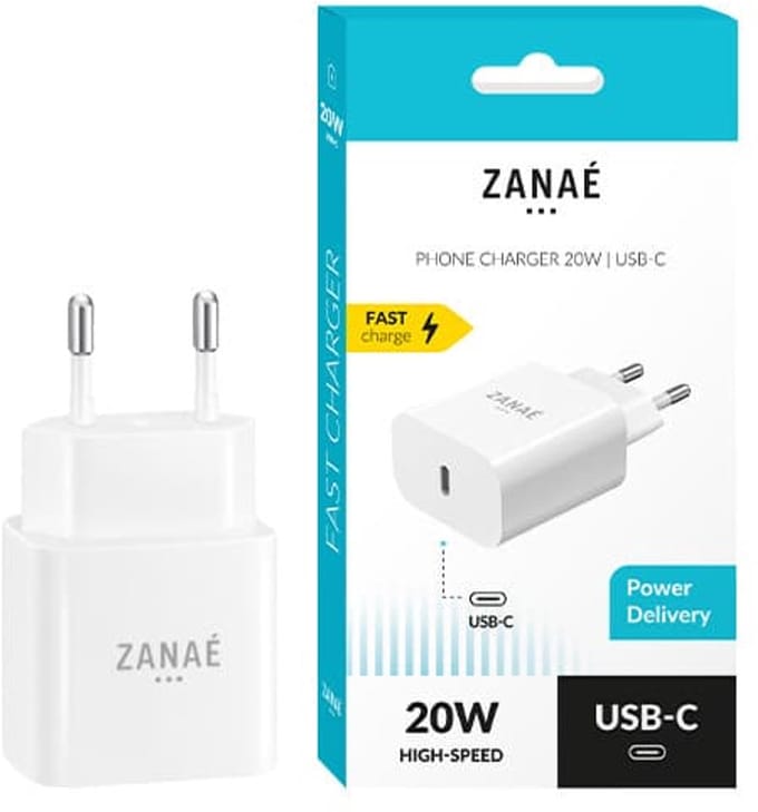 Zanaé 20W USB-C Snellader – Power Delivery | Wit