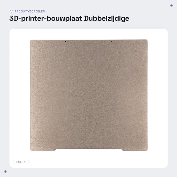 Dailygoods- Bouwplaat Dubbelzijdig 254x241 mm - PEO/PEI - 3D-printerbedplatform - Gladde/getextureerde Oppervlak - Compatibel met Prusa MK3/MK4 - 3D-printerbed