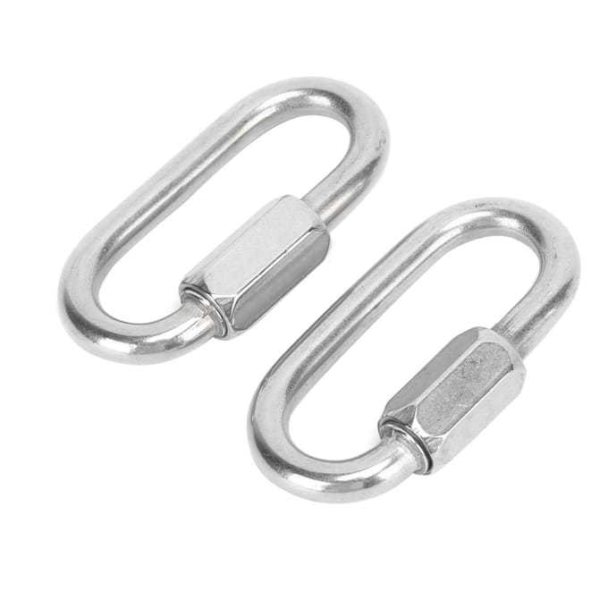 2PCS Maillon Rapide Mousqueton de Sécurité Forme D en Acier Inoxydable avec Vis Hexagonale pour l'Escalade 6mm