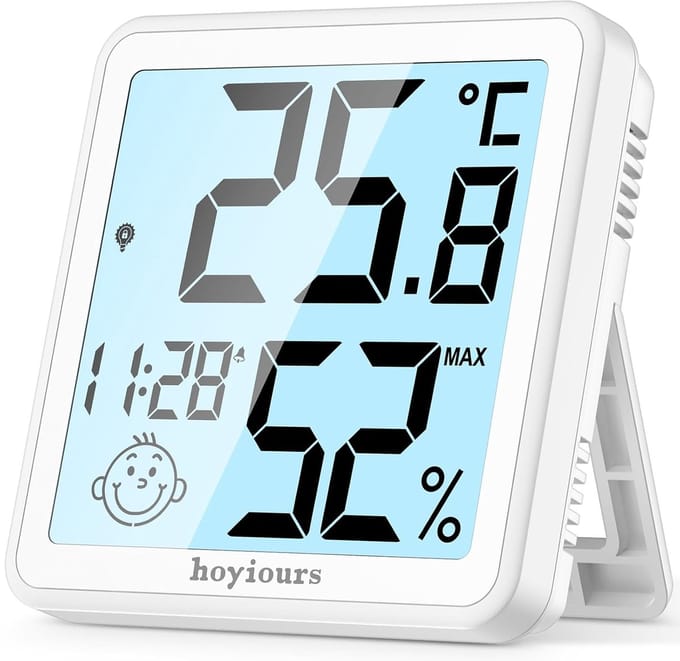 Digitale Binnen/Buiten Thermometer en Hygrometer met Groot LCD Scherm en Touch Verlichting