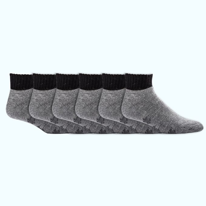 Korte sokken | Wollen sokken | Gevoerd | Anti-slip | Grijs | 6 paar