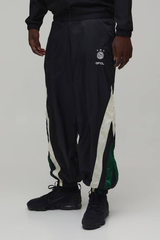 Elasticated Waist Colour Block Parachute Track Pants | Black | Size Small