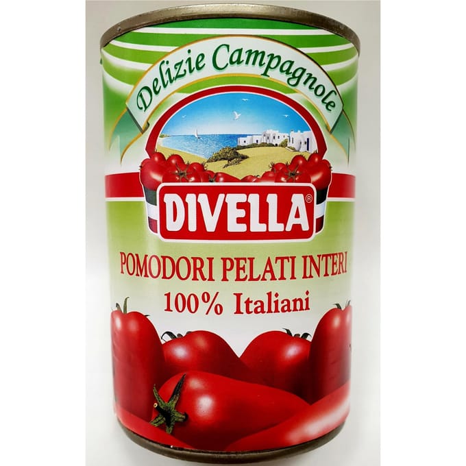 Pelati Divella Tomaten, Heel, Gepeld, Ingeblikt, 400g, Italiaans