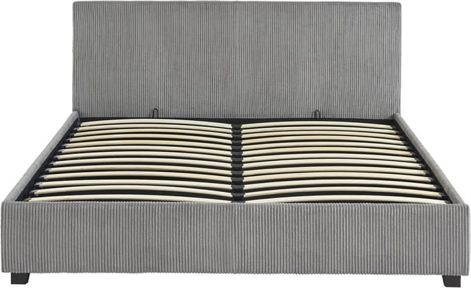 sweeek - Bed met lattenbodem en hoofdeinde, b 211 x d 168 x h 86cm, corduroy afwerking