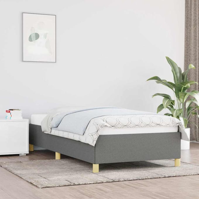 vidaXL - Bedframe - zonder - matras - 90x200 - cm - stof - donkergrijs