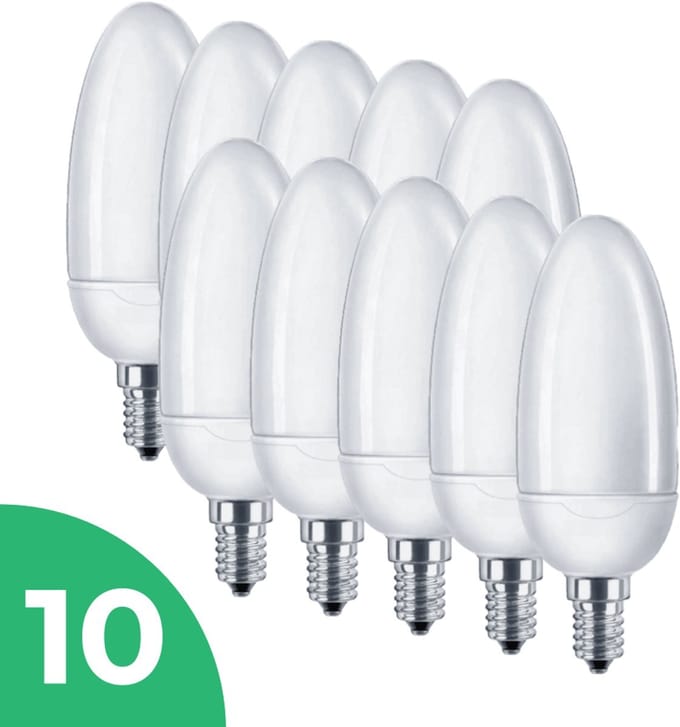Sidef Kaarslamp Spaarlamp E14 - 11W - Daglicht - Niet Dimbaar - 10 stuks