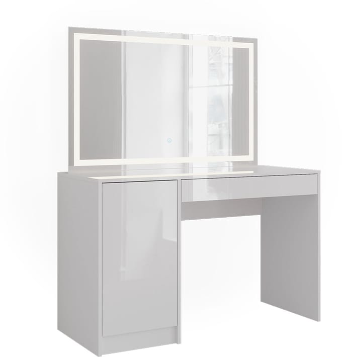 Vicco Sherry Kaptafel met licht – 119.8 cm met LED-spiegel Wit/wit hoogglans