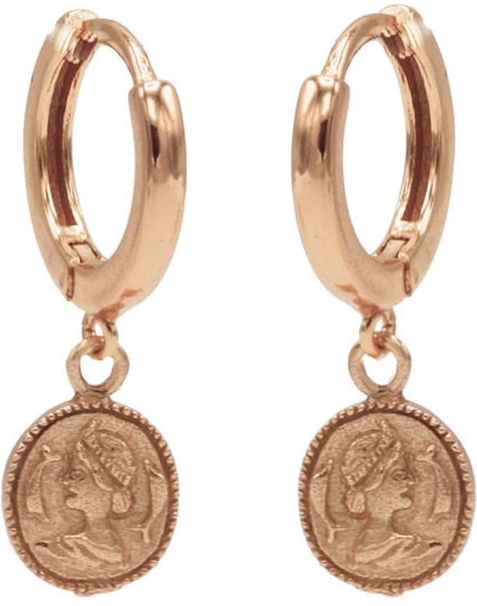 Karma Oorbellen Hinge Hoops Coin Roségoudkleurig