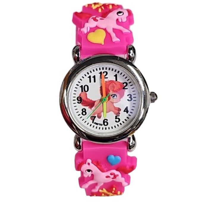 Fako® - Kinderhorloge - 3D - Eenhoorn Mini - Donkerroze