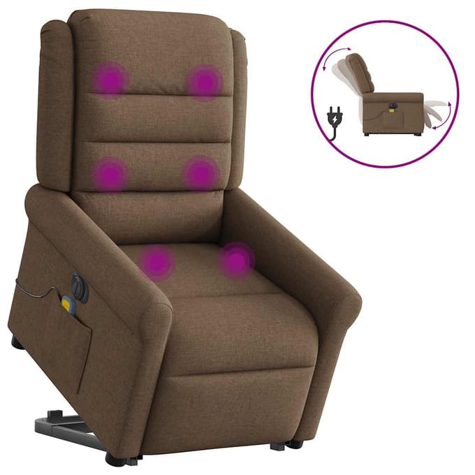 vidaXL - Sta-op-massagestoel - elektrisch - verstelbaar - stof - bruin