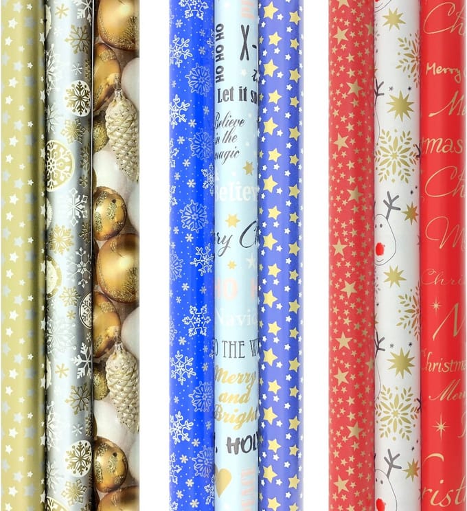CHRISMAS COMPLETE cadeaupapier - Kerstpapier inpakpapier voor Kerst - 3 meter x 70 cm - 9 rollen